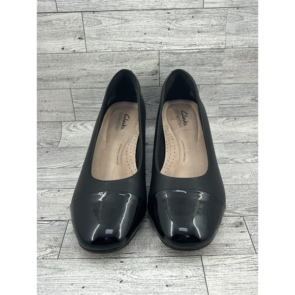 Clarks Collection Shoes Womens Size‎ 8.5 Block Heel Patent Toe Comfort 26153413 - Picture 2 of 11